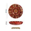 Zhishi Bohème Stil Rote Blume Keramik Speiseteller, 8,5 Zoll tiefer Teller, 3er Set