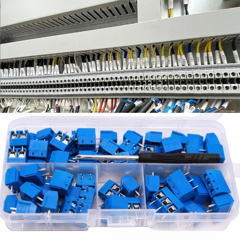 KF301 70PCS 2Pin 3Pin PCB Mount Screw Terminal Block Connectors with 5mm Pitch for Secure Wire Connections Rated AC300V 10A