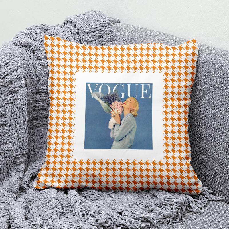 Light Luxury Orange Geometric Pillow High-end Home Living Room Sofa Office Seat Cushion Core Pillow Cover