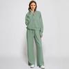 Fashionable Women's Two-piece Zipper Sweatshirt Wide-leg Sweatpants Casual Suit