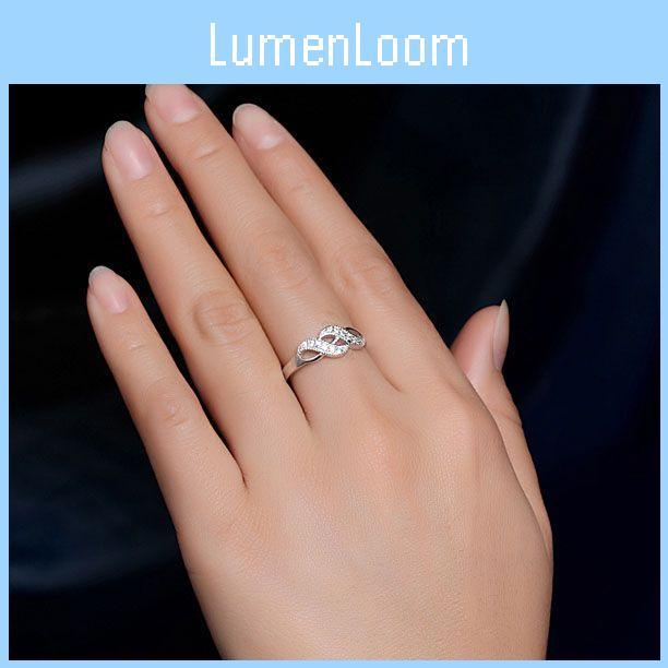 Fashionable Double Spiral Design Ring With Zirconia Inlaid White Gold Plated Women's Jewelry