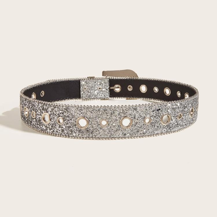 Exaggerated Rhinestone Waist Belts for Adult Pin Buckle Belt for Jeans Waistband