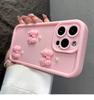Cute 3D Bow Pearl Phone Case for iPhone 15 14 13 Pro Max Pink Shockproof Cover