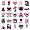50 Pcs Black Pink Gothic Trendy Waterproof Stickers for Guitar, Fridge, Earphones
