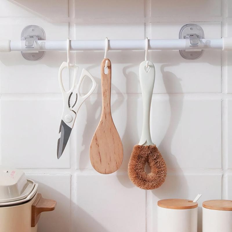 Modern Adhesive Hooks For Curtains 6Pieces No Drilling ABS Mounting Brackets Shower Rod Clips Hangers Kitchen Bedroom