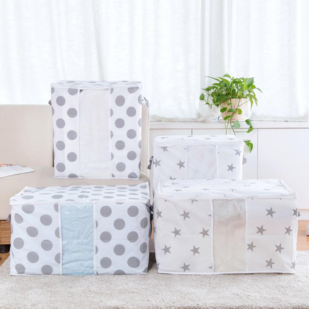 Storage Bag Non-Woven Fabrics Size L Foldable Closet Box For Quilt Clothes Blanket Moisture-Proof Space Saving