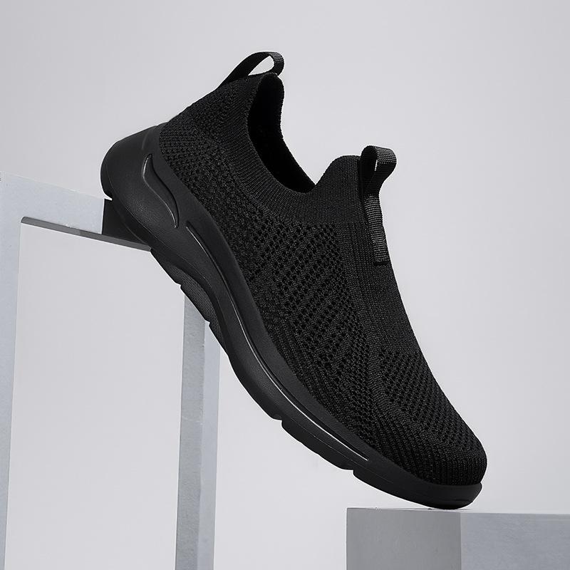 Foreign trade fly-woven mesh breathable shoes men's shoes one-pedal lazy shoes summer sports and leisure dad walking shoes