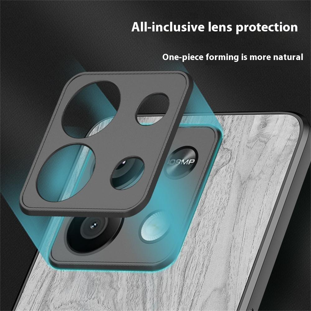 For Xiaomi Redmi Note 13 5G Case Wood Texture Leather Coated TPU Phone Protective Cover