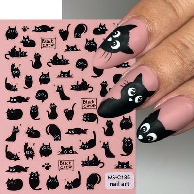 Nail Art Stickers, Japanese Cute Briquettes, Kittens, Black Cats, Cartoon Animals, Cat Claws, Nail Art Stickers