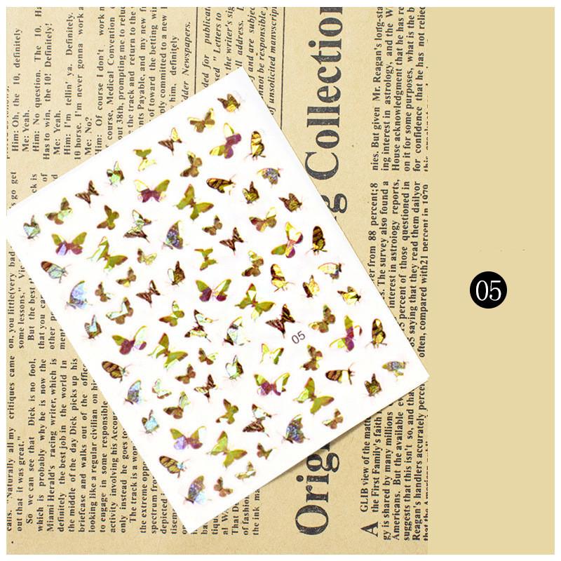 1pc 3D Nail Stickers Spring Summer Natural Flower Leaves Simulation Dried Flower Dragonfly Nail Applique Water Slides Decoration