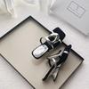 Fashion Summer 2025 Fashion Metal Buckle Sandals Women's High Heel Slip-On Open Toe Platform Sandals Rubber Sole Polyurethane Material