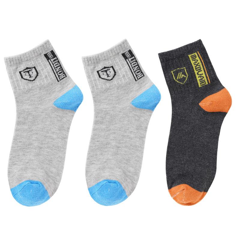 3 Par Herr Casual Mellanlånga Strumpor Tryckta Sköldmönstrade Strumpor Sport Svettabsorberande Bekväma Strumpor