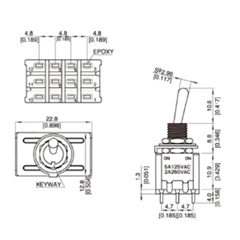 1 Pcs 12Pin Toggle Switches Red 2/3 Position On-On Dpdt Mini Toggle Switches 5A/125V-2A/250V Ac Mts-402 Push Button Switch