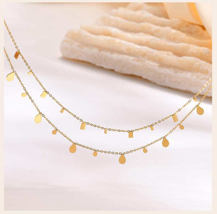 Boho Stainless Steel Chain Necklaces for Women ,Geometric Multi Pendants Gold Plated Multilayer Jewelry