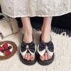 Platform beach shoes fairy wind cool slippers female summer wear 2025 new fashion bow high-end cool slippers