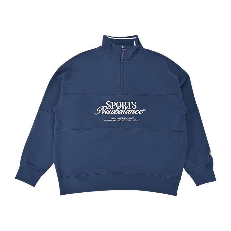 New Balance Sweatshirts Men s Marine Blue Stand Collar Moderate NCF31081-NV L