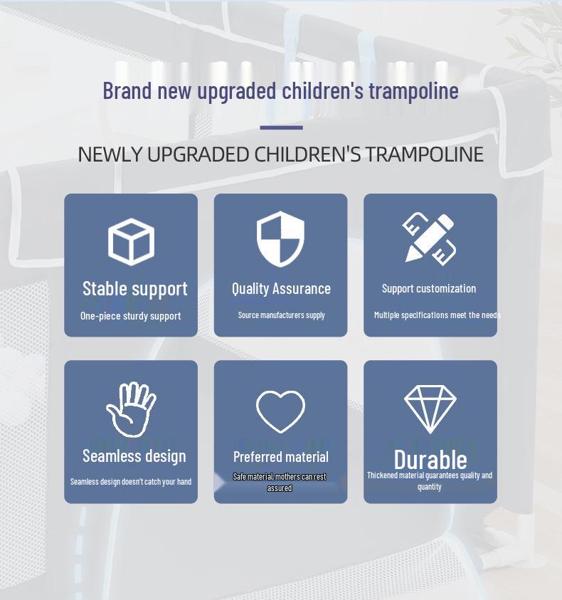 Kids' Indoor Safety Trampoline with Anti-Rollover and Anti-Pinch Features