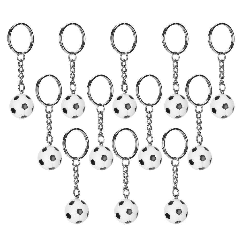 12PCS Simulation Design Soccer Ball Keychains Mini Size Sports Ball Key Ring For Event Giveaways