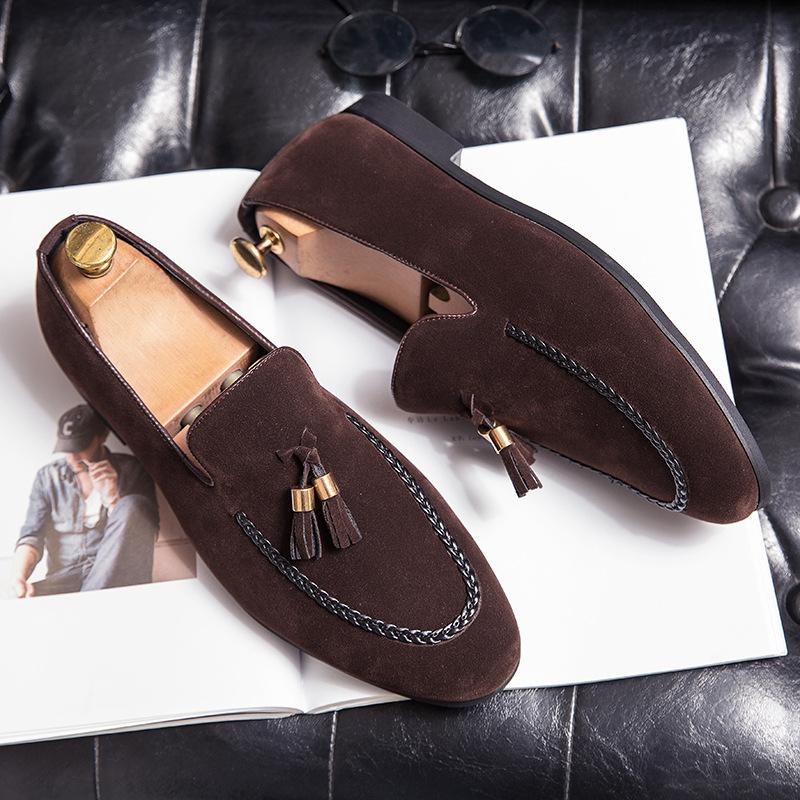 Men's loafers 46 large size new matte leather beanie shoes fashion trend foot cover retro casual leather shoes