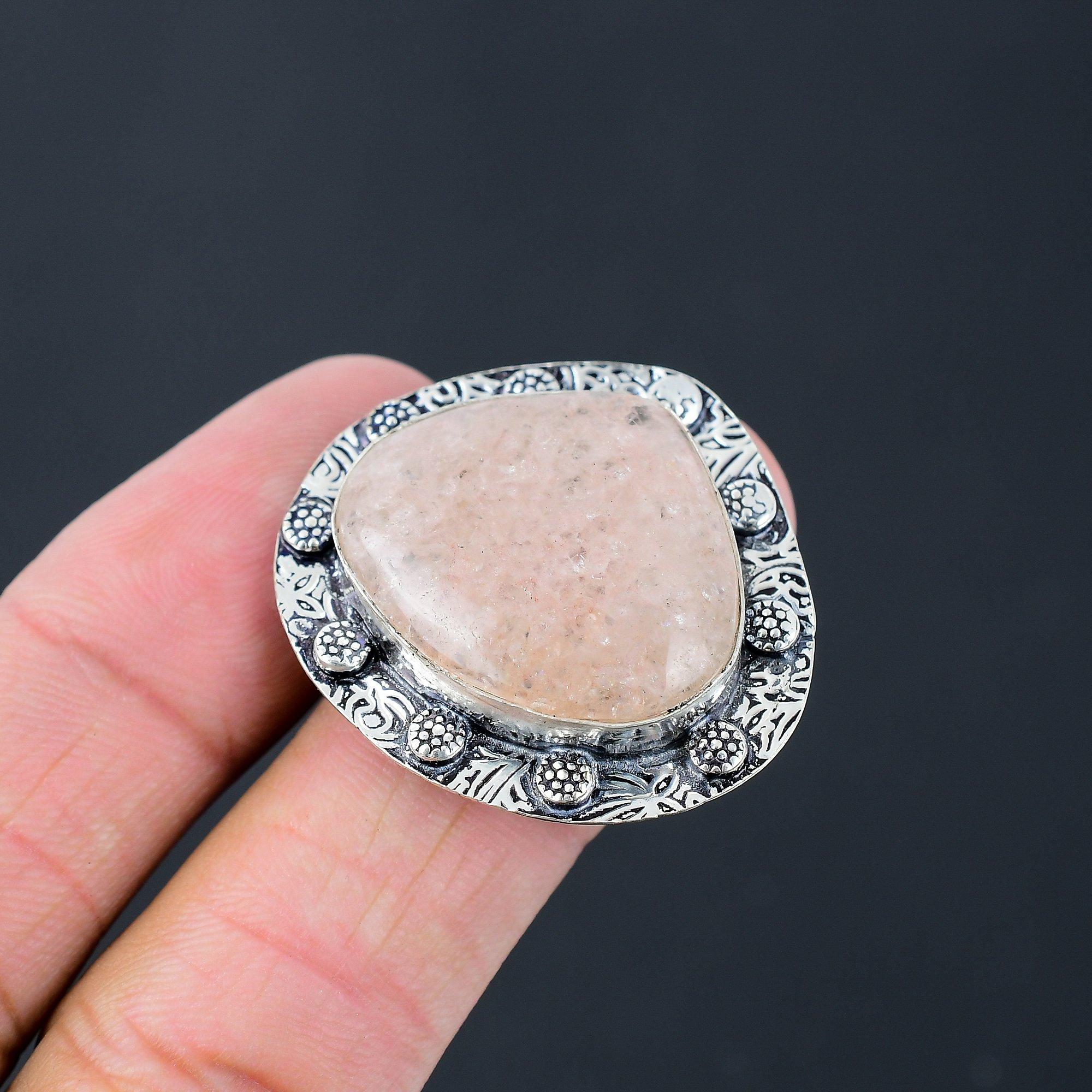 Pear Strawberry Quartz Stone Stackable Daughter Ring Jewelry Size 8.5 925 Silver 8.5