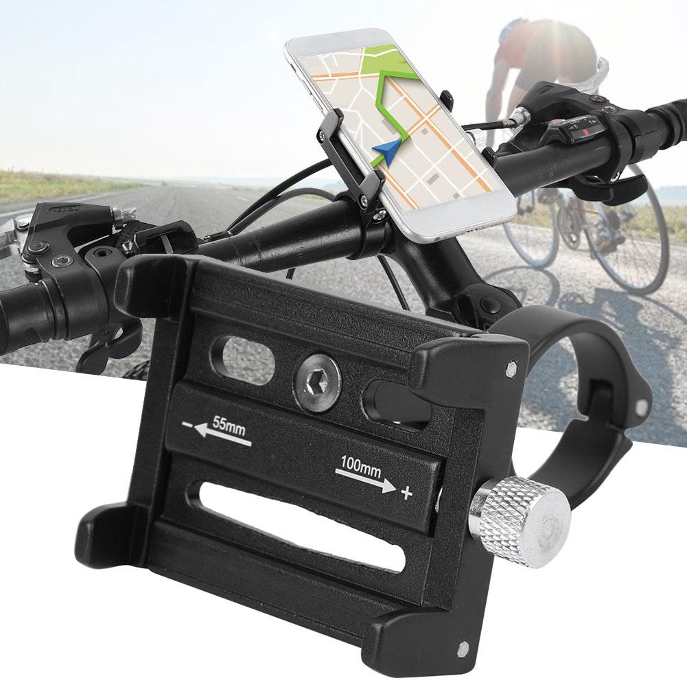 KR01 Aluminium Alloy Mobile Phone Holder Clip Portable Motorcycle Bicycle Fixed BracketBlack