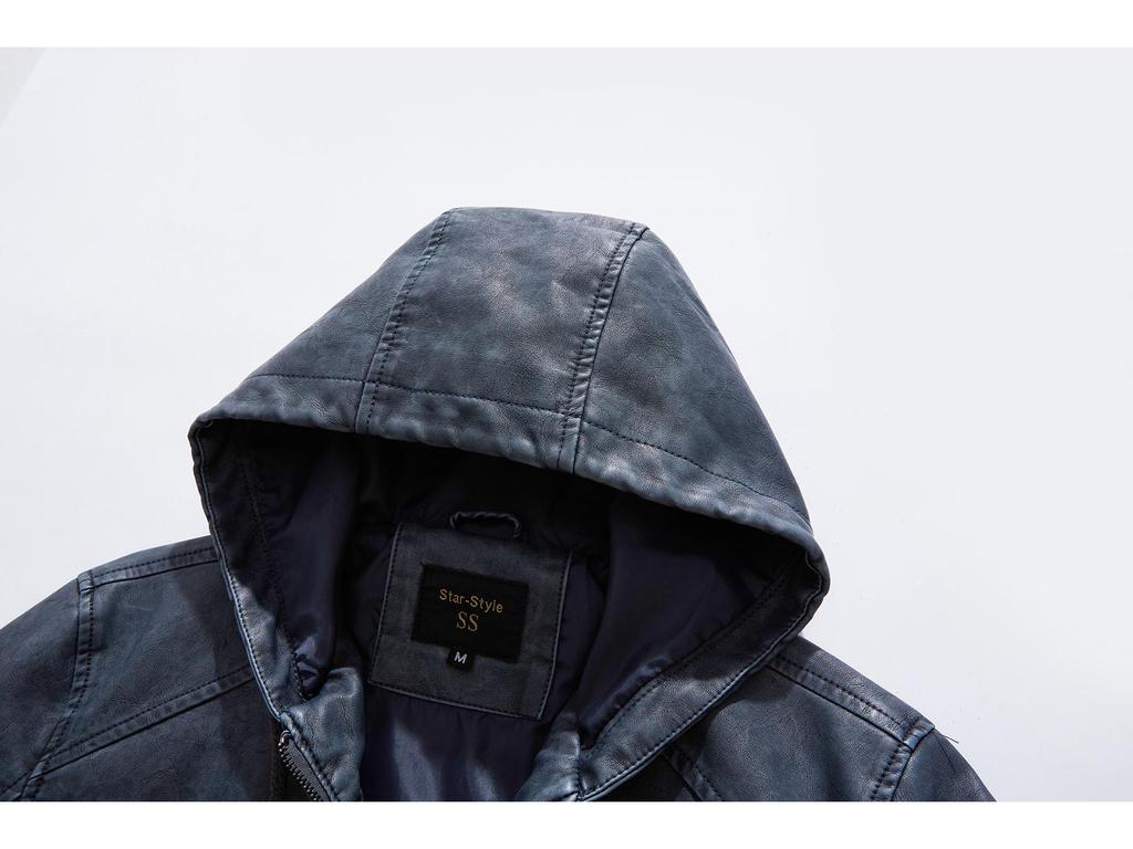 Fourth Generation Men's Leather Jacket - Wash-Faded Style, European Boutique Design, US Sizing