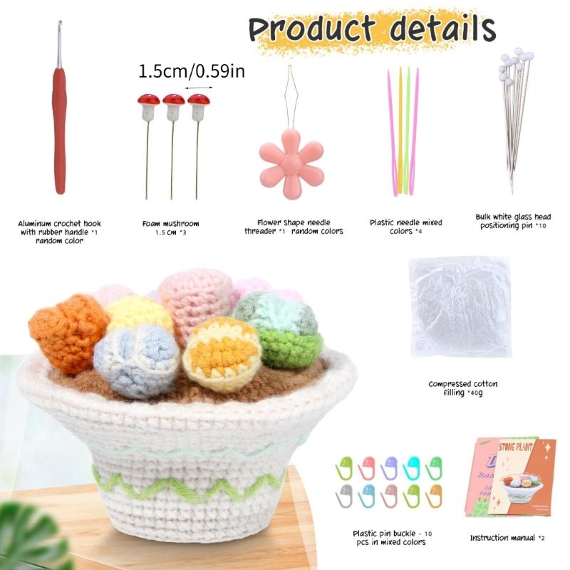 Crochet Succulents Plant Set for Adult Beginner Crochet Plant Knitting Supplies with Step-by-Step Tutorial Instruction