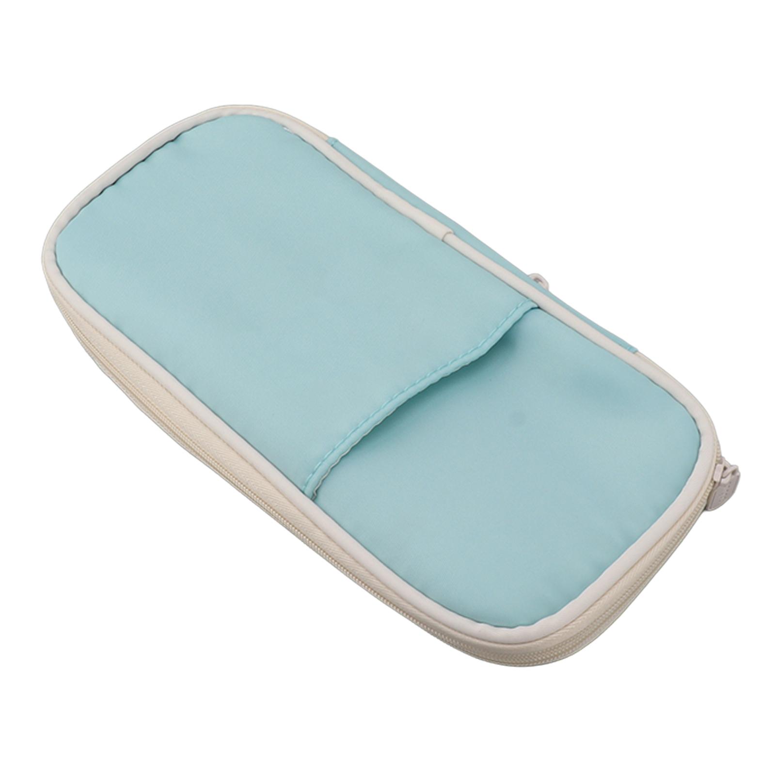 

Stationery Case Large Capacity Foldable Zipper Stationery Pen Bag Light Blue Portable Pencil Pouch
