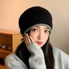 Double-curled Knitted Pullover Hat, Fashionable Wool Drawstring Hat