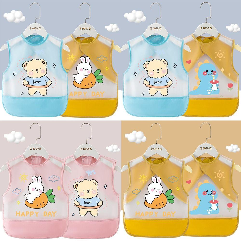 Cartoon Pattern Eating Bibs Waterproof Anti-dirty Children Apron Washable Sleeveless Children Protective Clothing Children
