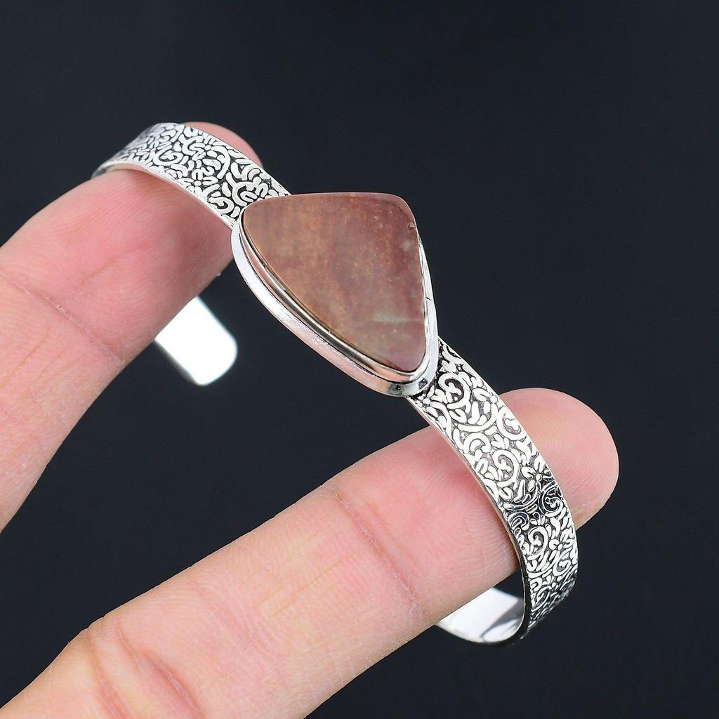 Daughters Day Deal Trillion Polychrome Jasper Stone 925 Silver Sister New Bangle