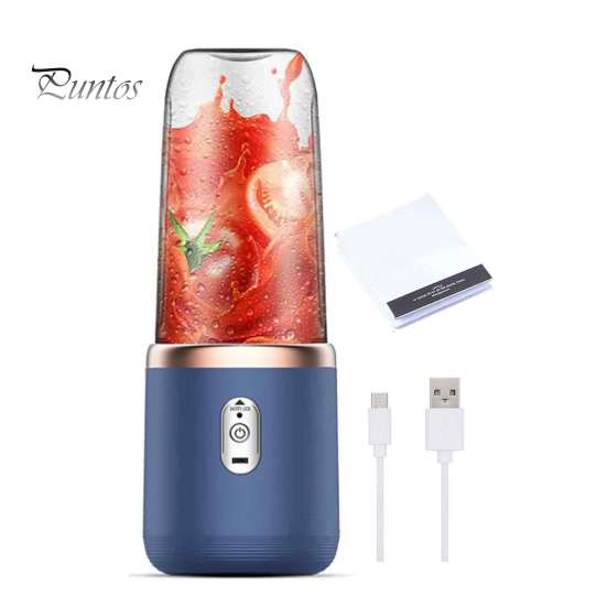 

Портативный блендер-соковыжималка для фруктового сока 400 мл, большая емкость, не содержит BPA, перезаряжаемая беспроводная электрическая соковыжималка A синий