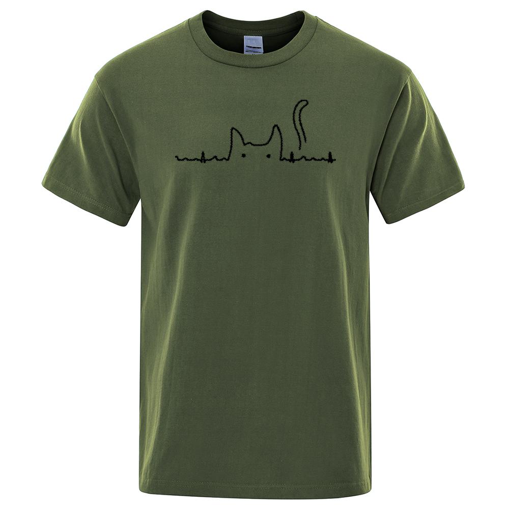 Casual Mens T Shirts Cat Cute Pritned Summer Cotton O-Neck T-shirt for Men Short Sleeve Top Tee Shirt Funny Streetwear T-shirts