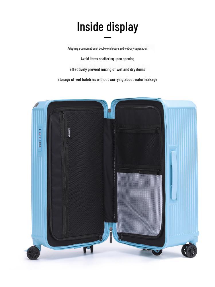 32-Inch Large Capacity Durable Leather Trolley Case with Combination Lock for Men & Women