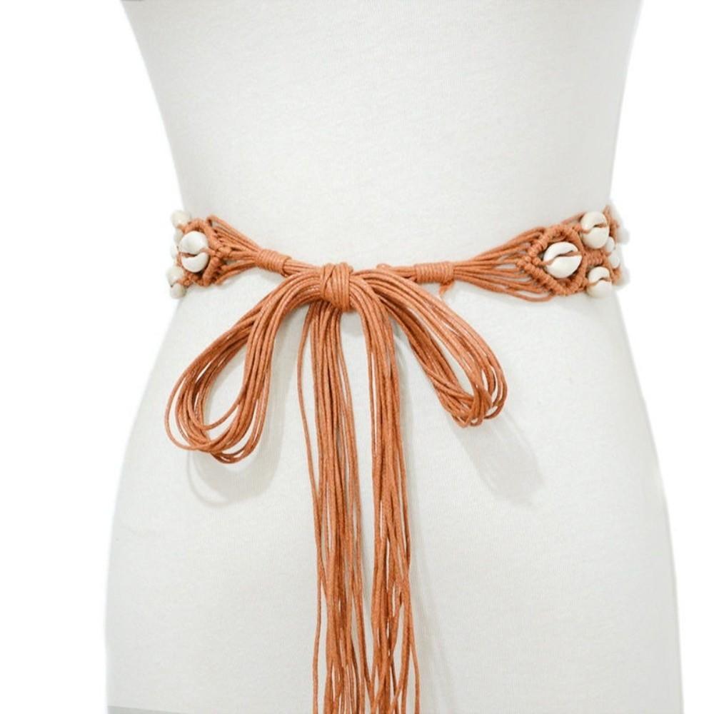 Small Shell Waist Chain Hollow Tassel Cotton Waistband New Dress Accessories Women