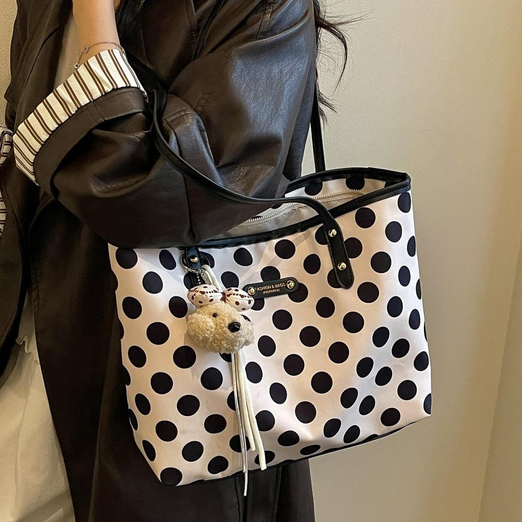 New Polka Dot Tote Bag Women'S Large-Capacity Shoulder Bag Versatile Fashion Messenger Bag Simple Commuter Bag