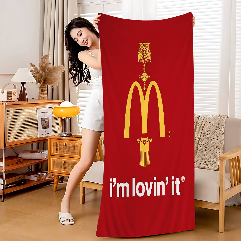 M Famous LOGO M-McDonaldes Beach Towel Bath Towels For Girl Microfiber Quick Dry Sand Free Beach Yoga Spa Gym Pool
