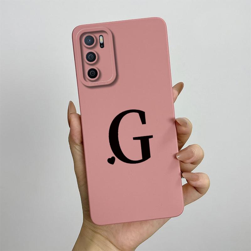 Phone Case For OPPO A54s Case oppo A16 A16S CPH2269 CPH2271 Cute Letters Square Liquid Silicone Soft Shockproof Back Cover Funda