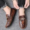 Pantofi Retro Roșii de Bărbați din Crocodil, Lucrați Manual, de Lux, din Piele Naturală Autentică, Pantofi Formali Loafers pentru Bărbați, Mocasini Italieni, Pantofi de Condus pentru Bărbați