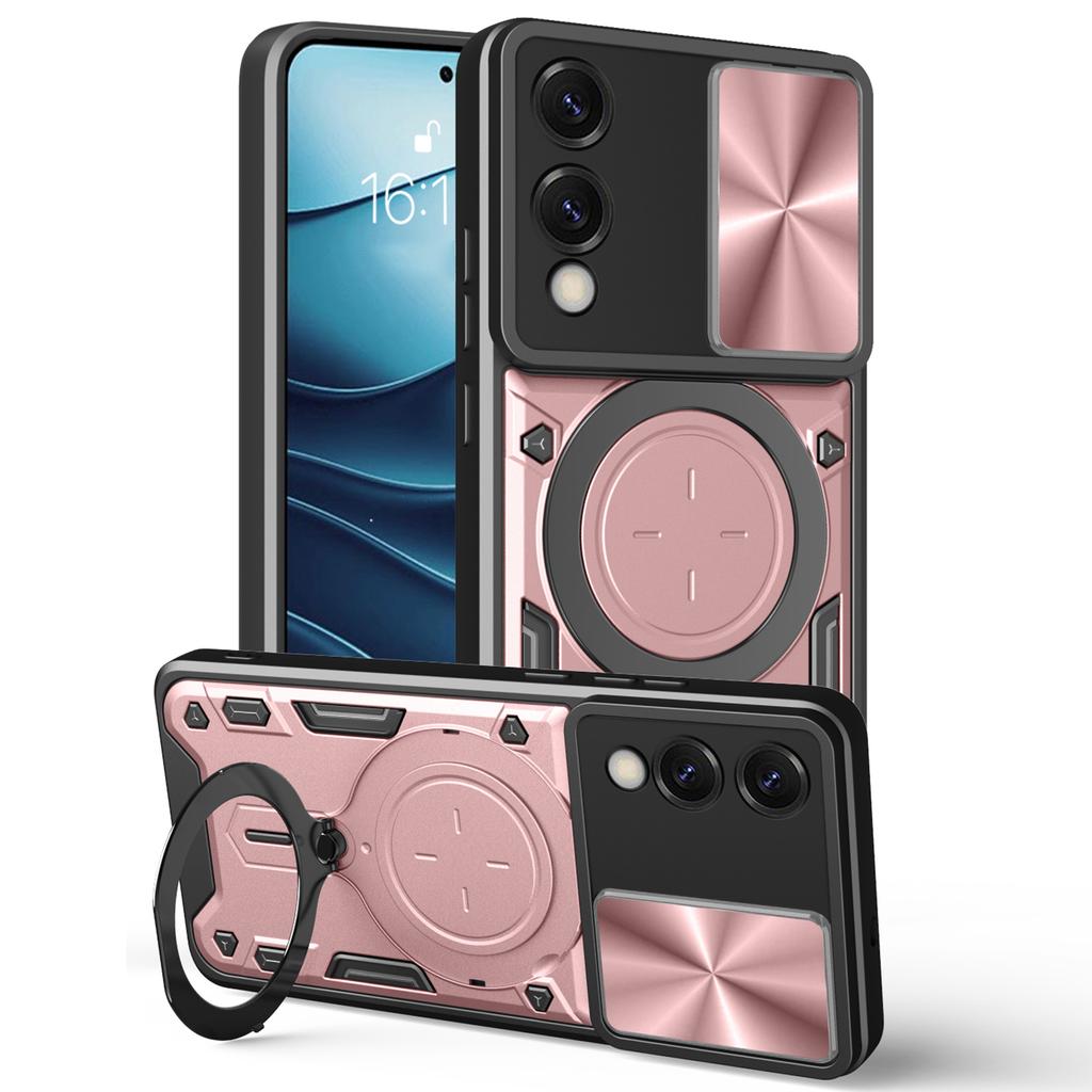 For Samsung Galaxy S25 Edge Case TPU + PC Phone Cover with Kickstand , Slide Lens Window