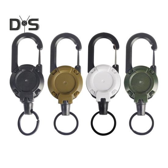 2Pcs Heavy Duty Retractable Keychain Badge Holder Multi Tool Carabiner Clip Keys Badges Tactical ID Reel with Retractable Cord