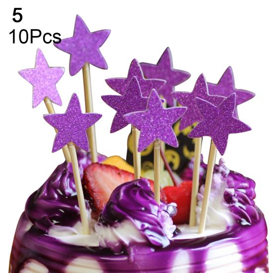 10Pcs Glitter Star Cupcake Cake Topper Party Supplies Birthday Wedding Decor