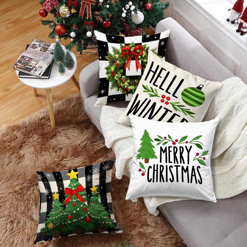Weihnachtskissen Weihnachtsbaum-Element Kissen Schlafzimmer Wohnzimmer Dekoration Lendenkissen Kissenbezug Leinen Digitaldruck