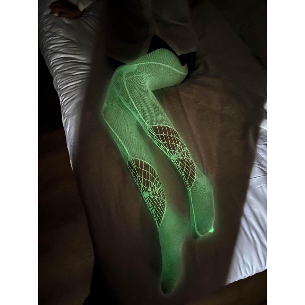 Glow in The Dark Fishnet Stockings Mesh Hollow Out Pantyhose Fashion Fishnet Tights
