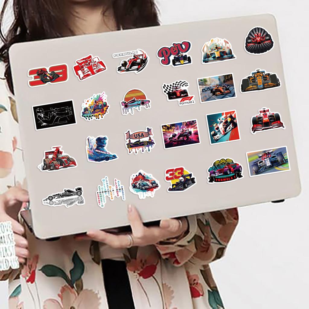 50 Photos F1 Formula One Racing Stickers Decorate Notebook Luggage DIY Waterproof Stickers