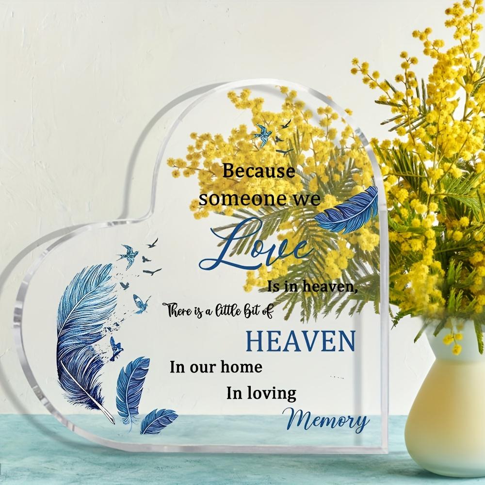 Memorial Keepsake Gift for Loss of Mom - Sympathy Bereavement Gift with Heaven Memory Poem & Angel Wings Design - Heart-Shaped Table Centerpiece 