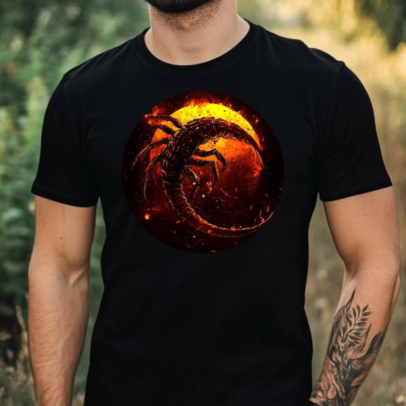 T-Shirt Herren Skorpion im Mondlicht Motiv Baumwolle Größe XS bis 5XL XL