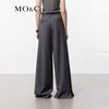 MO&Co. Wool-Blend Pleated High-Waist Wide-Leg Trousers