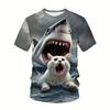 Summer Round Neck 3D Cute Cat Print Top Fashionable Casual Short Sleeved Men's T-shirts