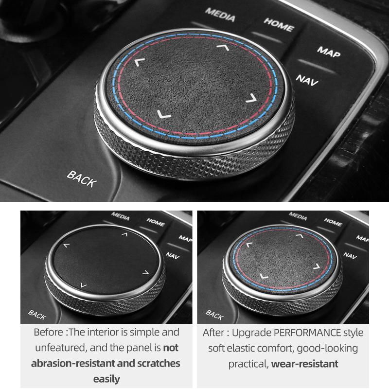 For BMW F30 F20 G20 F10 F31 F32 F34 F36 Series 1 2 7 X3 X4 X5 X6 i3 iX3 Z4 Made of Alcantara Car Multimedia Knob Trim Stickers